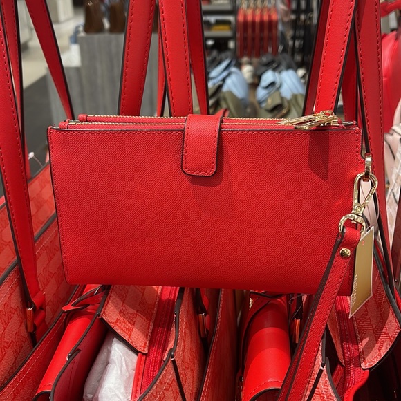 Michael Kors Jet Set Travel Large Double Zip Leather Wristlet phone holder NWT - Picture 10 of 16